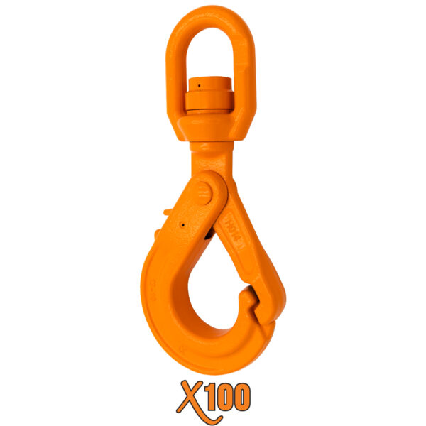 X100® Grade 100 Swivel Self Locking Hook with Bronze Bushing